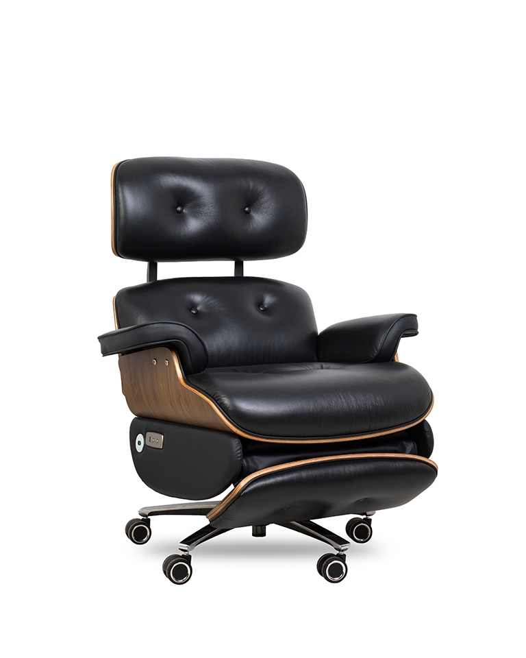 Produse - Scaun de Birou Lounge Automatic 88x86x110 cm, Piele Negru - King Home