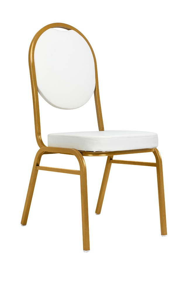 Produse - Scaun Hestia 44x56x93,5 cm, Piele Ecologică Alb Auriu - King Home