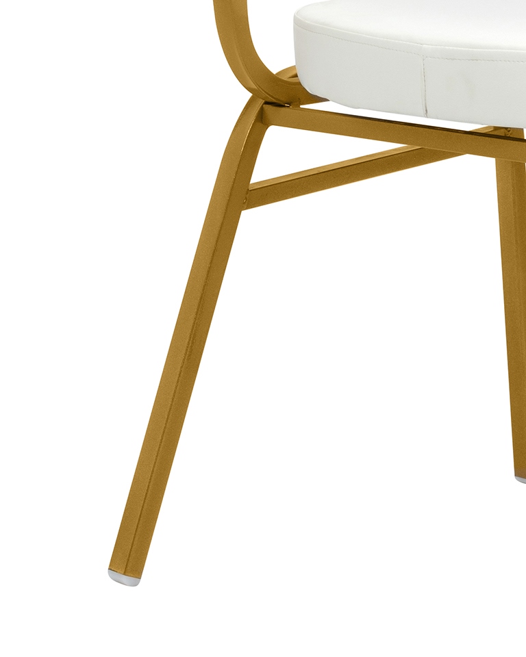 Scaun Hestia 44x56x93,5 cm, Piele Ecologică Alb Auriu - King Home [6]