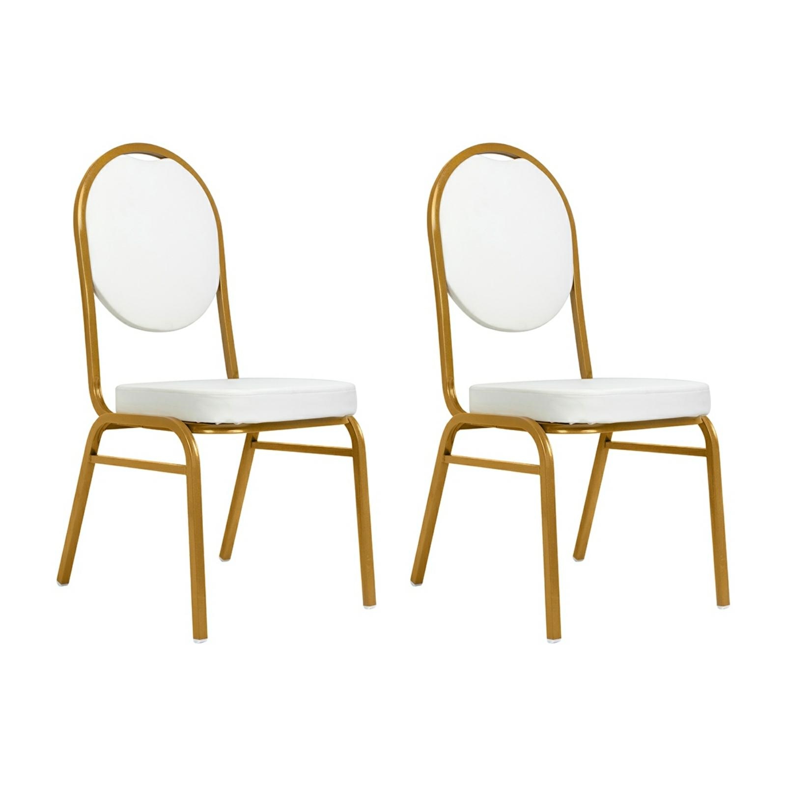 Produse - Set de 2 Scaune Hestia 44x56x93,5 cm, Piele Ecologică și Oțel Alb - King Home