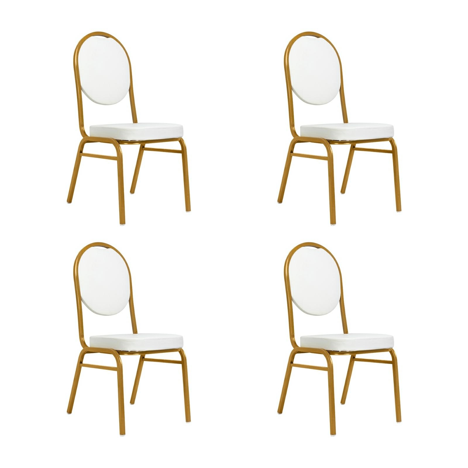 Produse - Set de 4 Scaune Hestia 44x56x93,5 cm, Piele Ecologică Alb - King Home