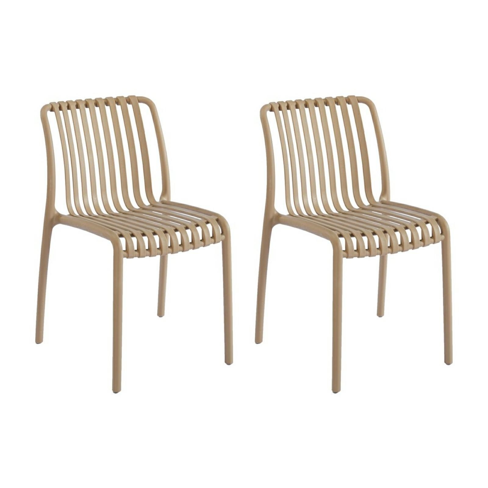 Scaune - Set de 2 Scaune Strips UV 40x40x78 cm, Plastic Durabil Bej - King Home