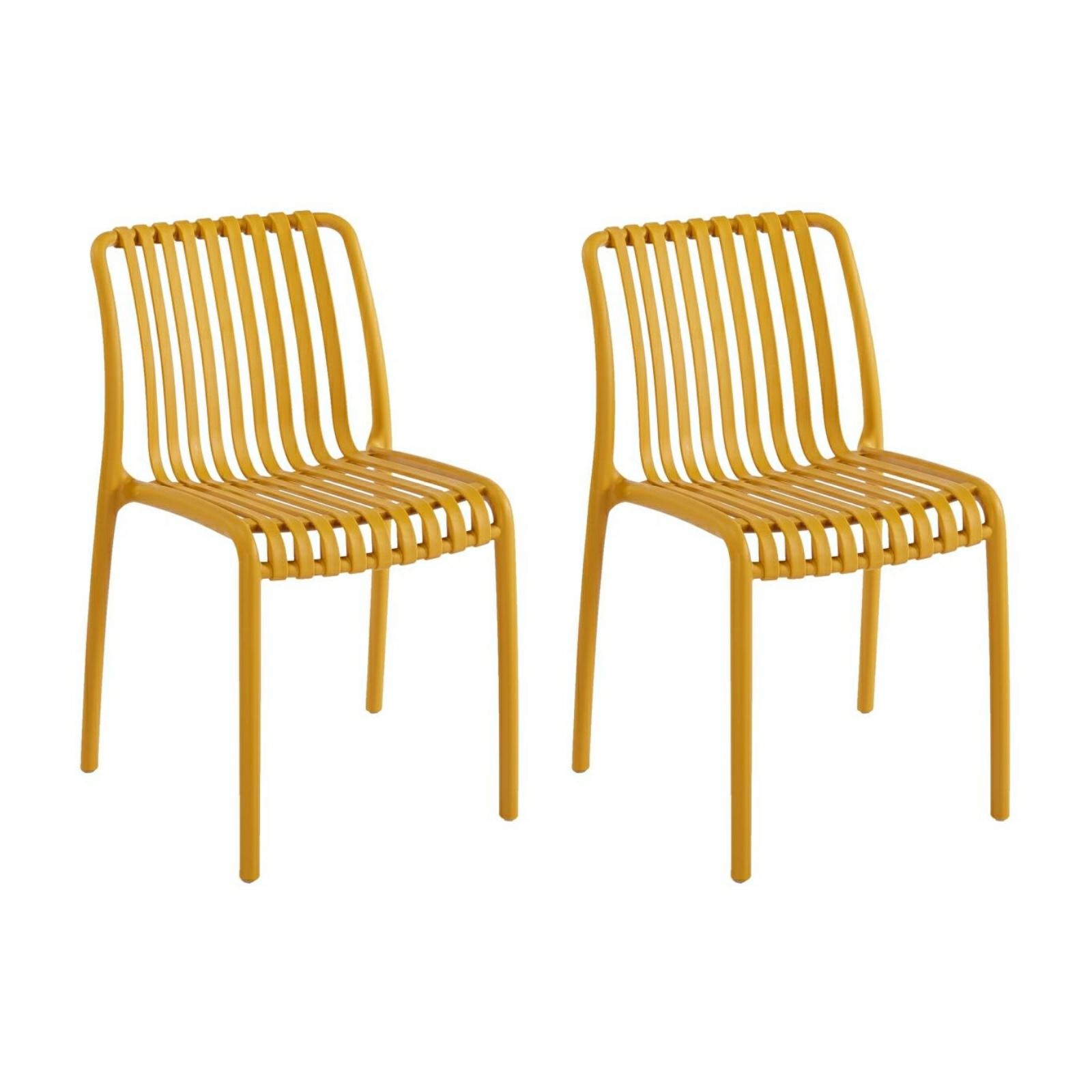 Scaune - Set de 2 Scaune Strips UV 40x40x78 cm, Plastic Galben - King Home