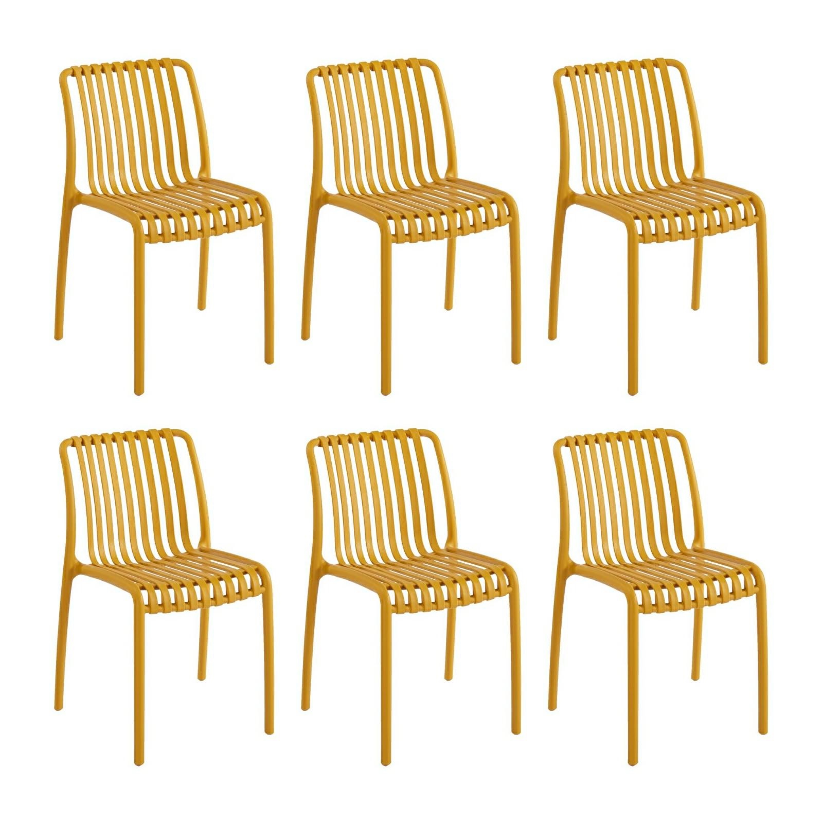Produse - Set de 6 Scaune Strips UV 40x40x78 cm, Plastic Galben - King Home