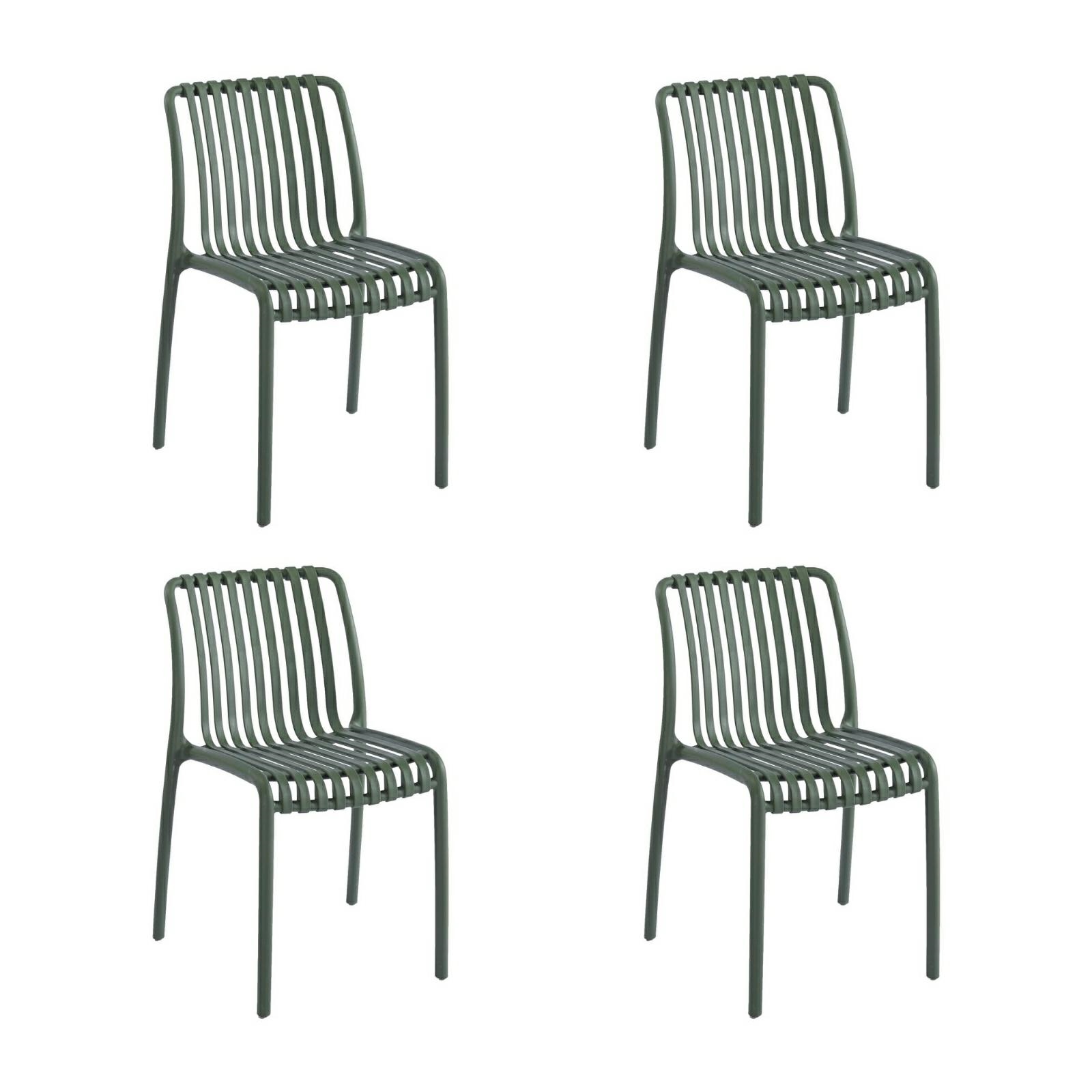 Scaune - Set de 4 Scaune Strips UV 40x40x78 cm, Plastic Verde - King Home