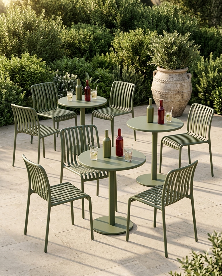 Set de 4 Scaune Strips UV 40x40x78 cm, Plastic Verde - King Home [7]