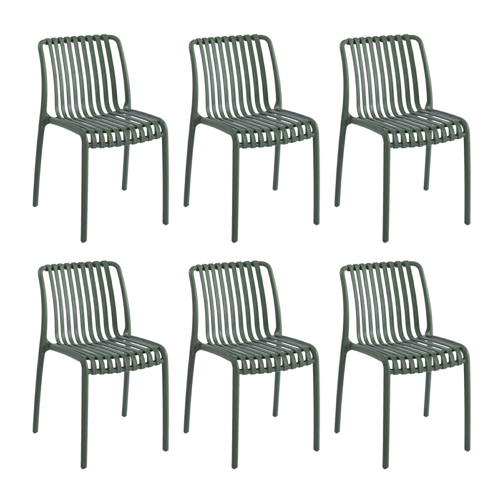 Scaune - Set de 6 Scaune Strips UV 40x40x78 cm, Plastic Durabil Verde - King Home
