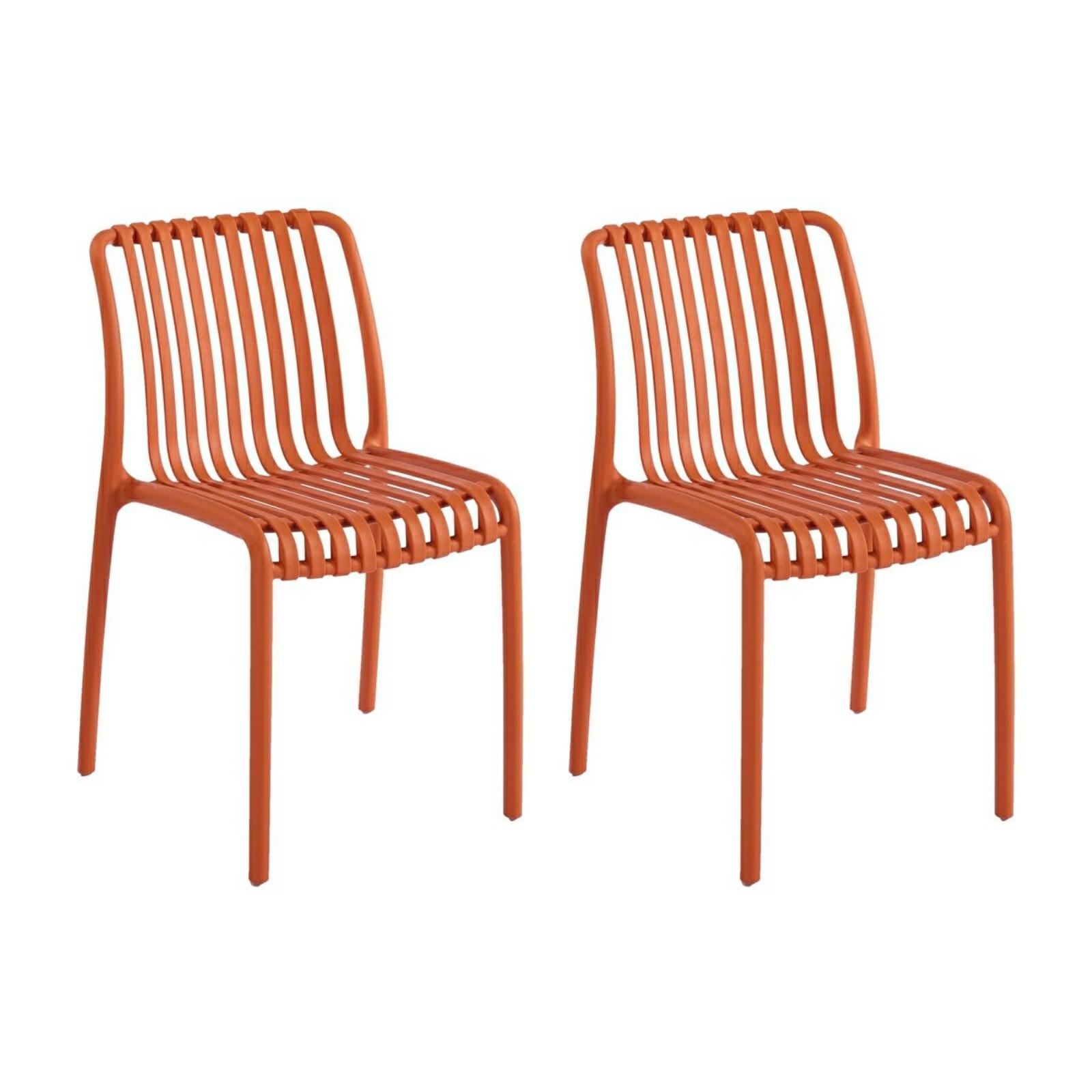 Scaune - Set de 2 Scaune Strips UV 40x40x78 cm, Plastic Portocaliu - King Home