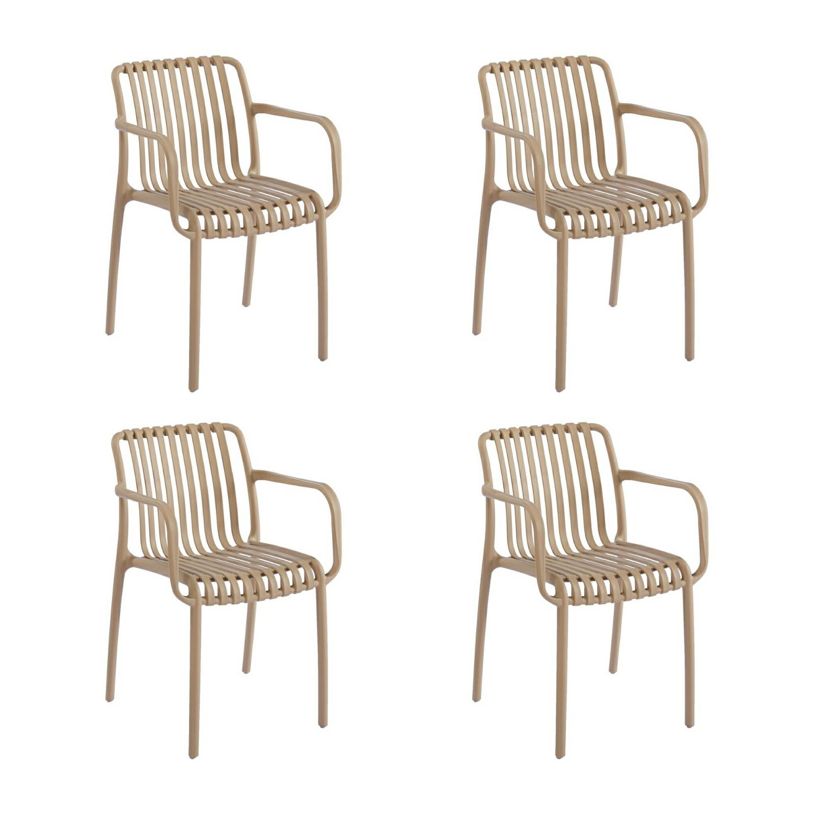 Scaune - Set de 4 Scaune Strips Arm UV 40x40x78 cm, Plastic Bej - King Home