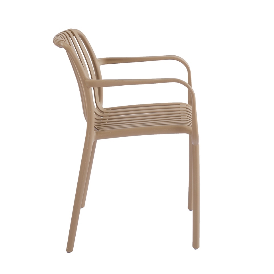Set de 4 Scaune Strips Arm UV 40x40x78 cm, Plastic Bej - King Home [2]