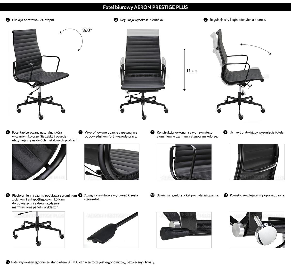 Scaun de Birou Aeron Prestige Plus, Aluminiu Negru Satinat - King Home [9]