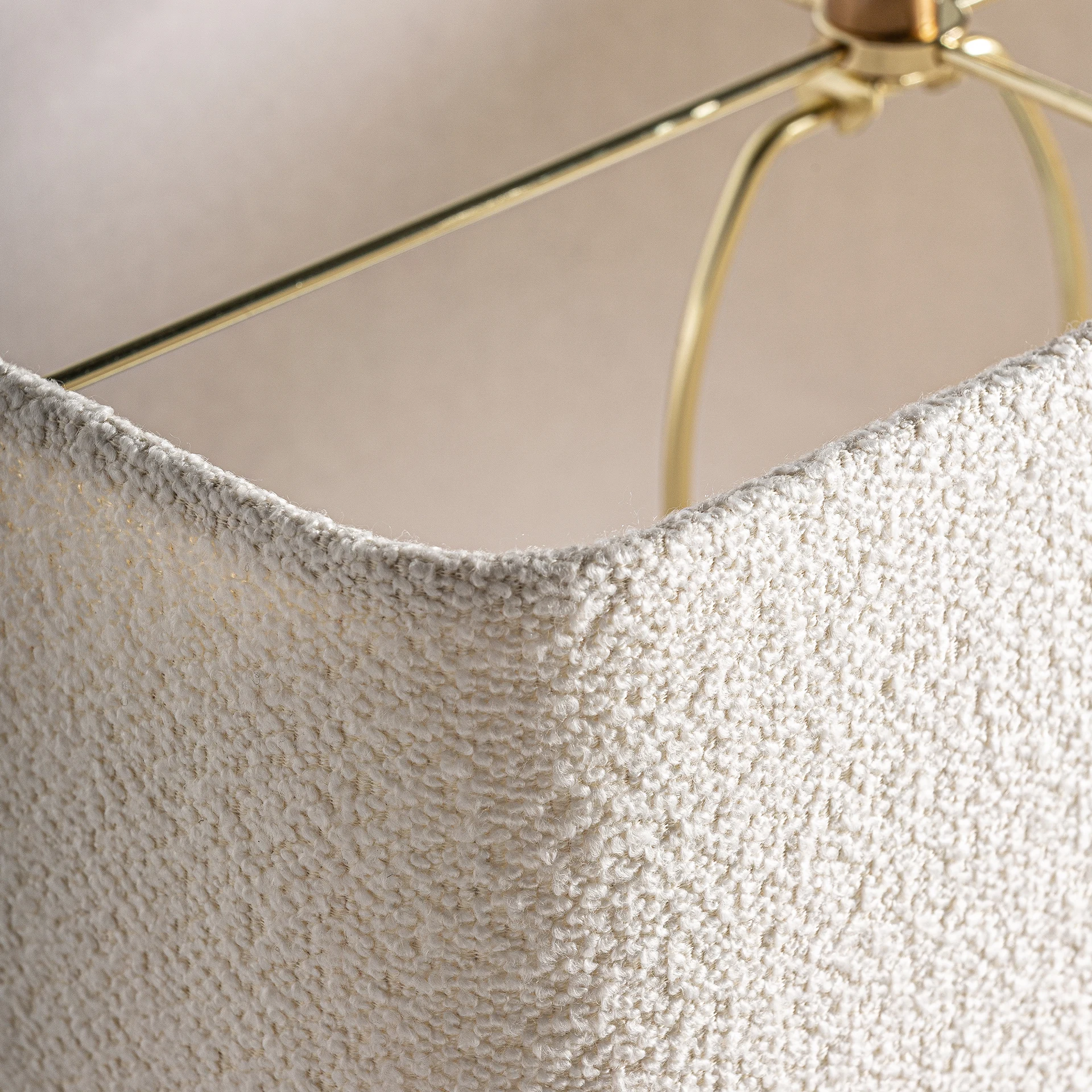 Veioza din Bumbac Buclat, Fier si Travertin, Maro Deschis, 42x25x67 cm, Stil Art Deco - VicalHome 33623 [7]