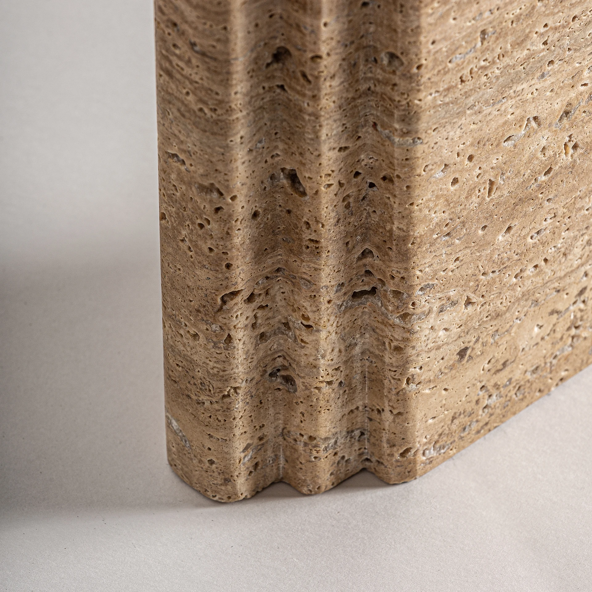 Veioza din Bumbac Buclat, Fier si Travertin, Maro Deschis, 42x25x67 cm, Stil Art Deco - VicalHome 33623 [17]