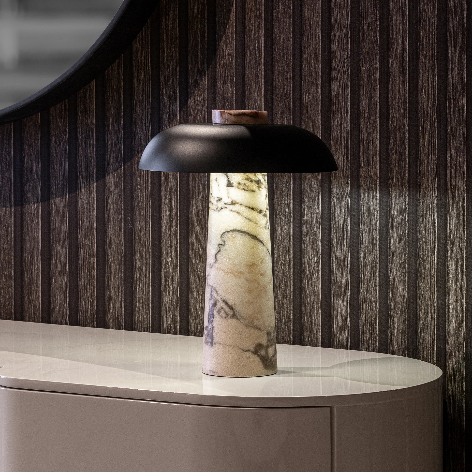 Veioza din Fier si Marmura, Alb, 29x29x40 cm, Stil Art Deco - VicalHome 34326 [25]