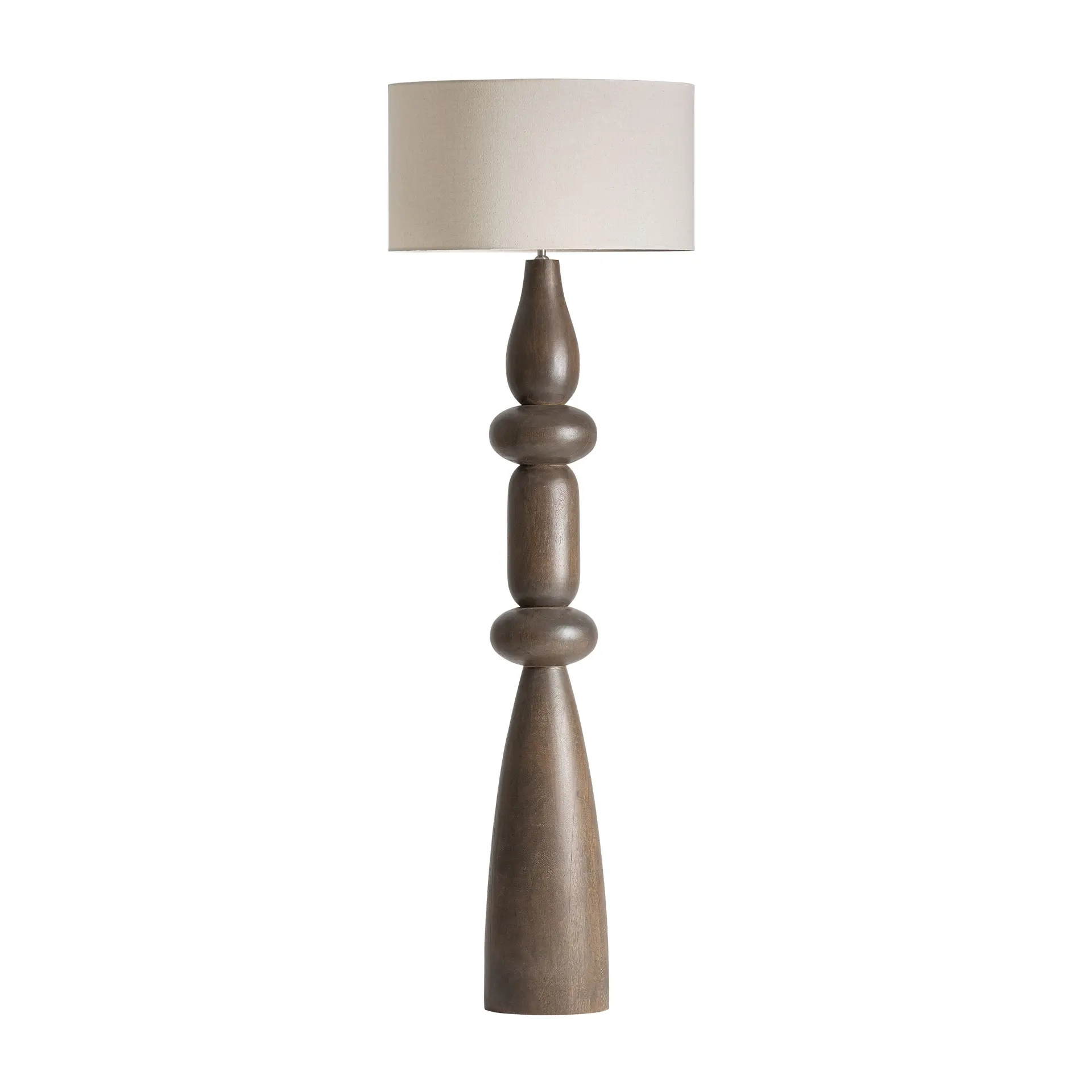 Produse - Lampa de Podea din Poliester și Lemn de Mango Maro, 56x56x170cm, VicalHome 38425 VicalHome 38425