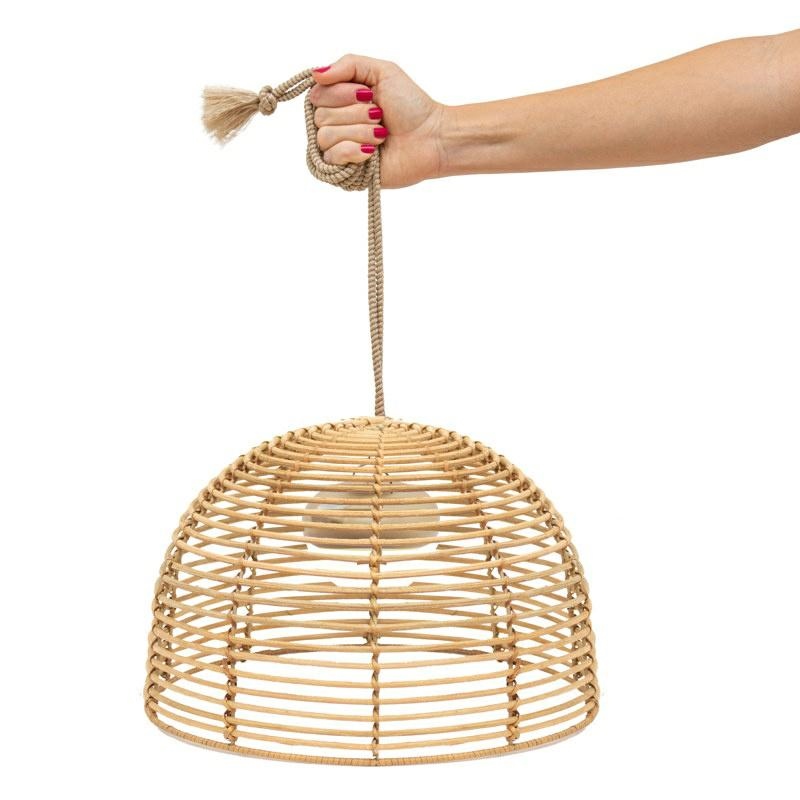 Produse - Lampă Suspendată Bossa 20 Hang 22x22x35 cm, Fibre Naturale, Protecție IP54 - New Garden