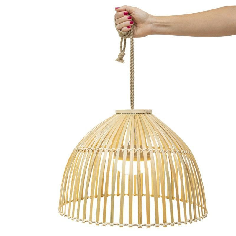 Produse - Lampă Suspendată Reona 30 Hang 43,5x43,5x30,5 cm, Fibre Naturale, Protecție IP54 - New Garden