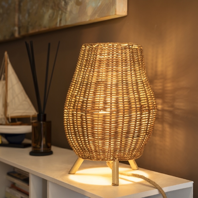 Lampa de Masă Saona 30 In&Out 22,5x22,5x32,5 cm, Fibre Naturale, Protecție IP54 - New Garden [3]