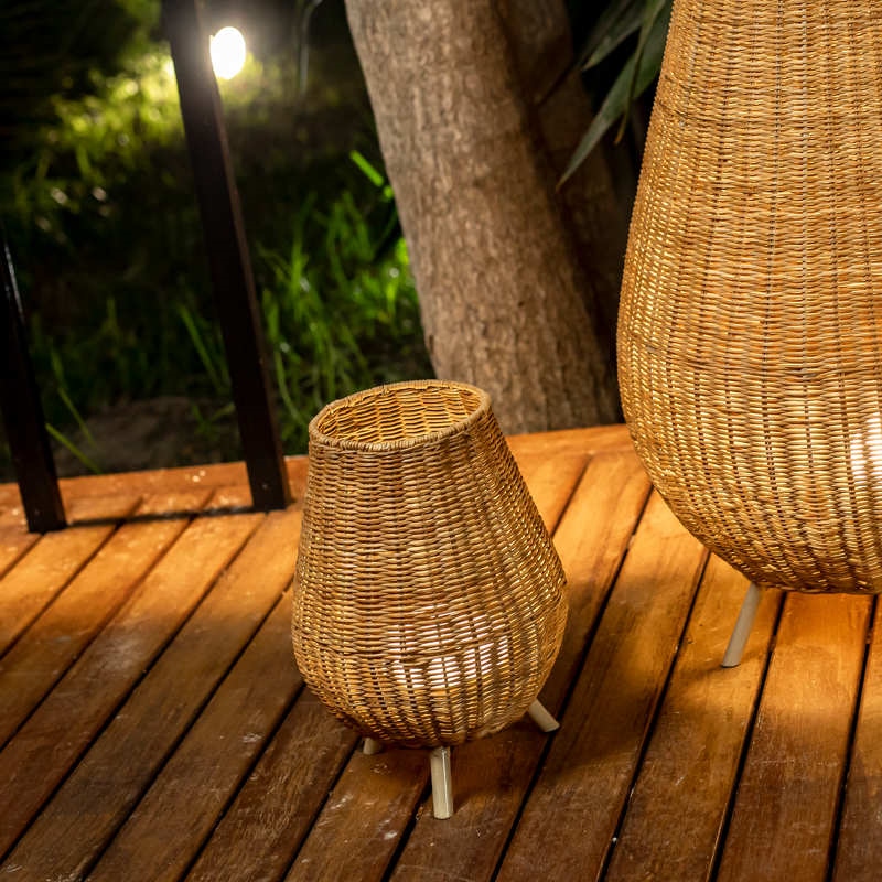 Lampa de Masă Saona 30 In&Out 22,5x22,5x32,5 cm, Fibre Naturale, Protecție IP54 - New Garden [4]