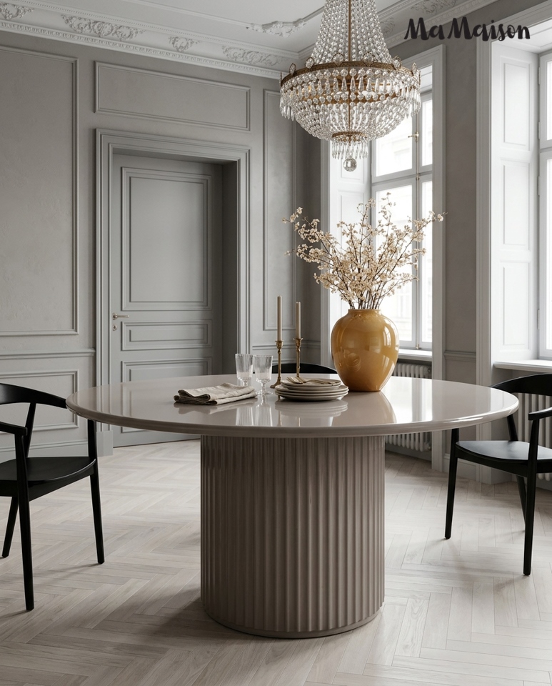 Masă de Dining Creole 120x120x76 cm, MDF și Metal Bej - MaMaison [7]