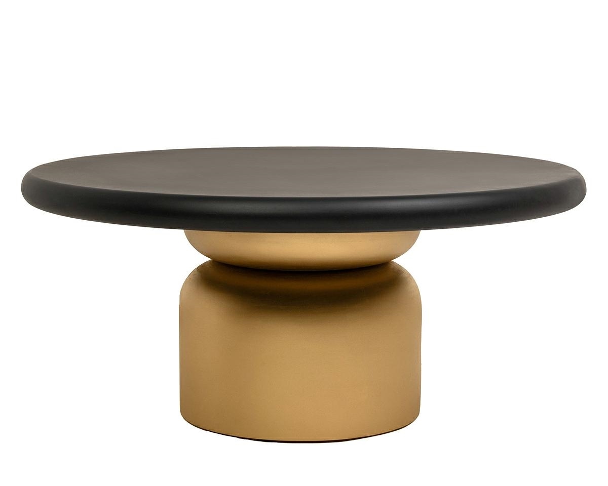 Produse - Măsuță de Cafea Leonardo 91x91x41 cm, Lemn Mango și MDF Auriu, Negru - MaMaison