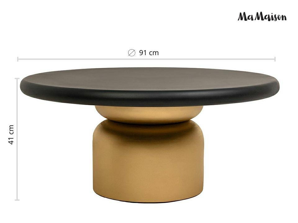 Măsuță de Cafea Leonardo 91x91x41 cm, Lemn Mango și MDF Auriu, Negru - MaMaison [8]