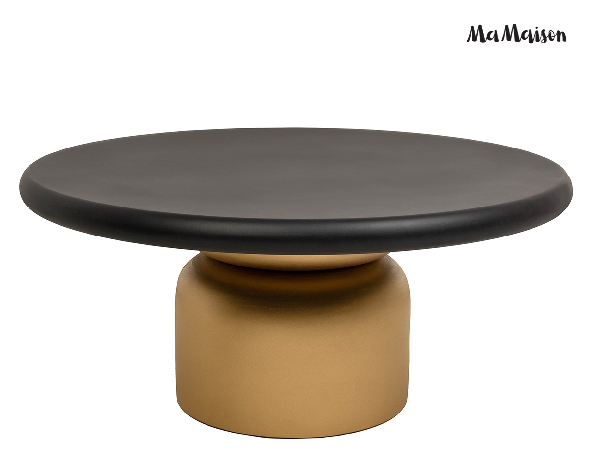 Măsuță de Cafea Leonardo 91x91x41 cm, Lemn Mango și MDF Auriu, Negru - MaMaison [2]