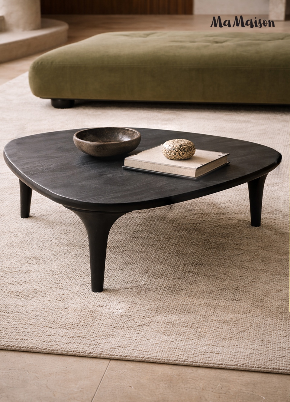 Măsuță de Cafea Laminar 86x90x42 cm, Lemn Mango Negru - MaMaison [6]