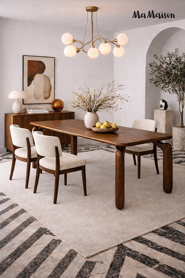 Masă de Dining Orizon 200x100x76 cm, Lemn Mango Maro - MaMaison [6]