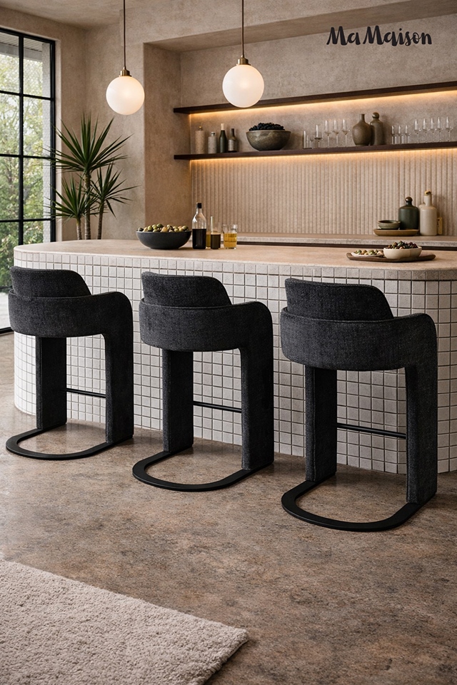 Scaun de Bar Bora 55x55x106 cm, Negru - MaMaison [7]