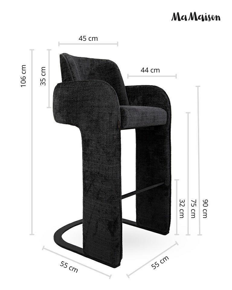 Scaun de Bar Bora 55x55x106 cm, Negru - MaMaison [9]