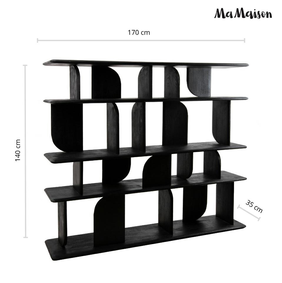 Bibliotecă Nivo 170x35x140 cm, Lemn Mango Negru - MaMaison [10]