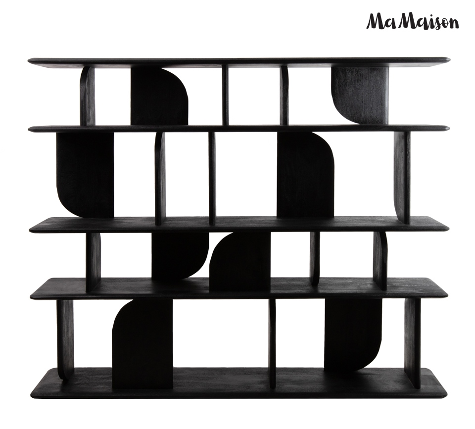 Bibliotecă Nivo 170x35x140 cm, Lemn Mango Negru - MaMaison [2]