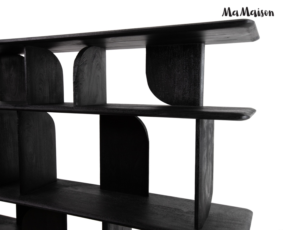 Bibliotecă Nivo 170x35x140 cm, Lemn Mango Negru - MaMaison [3]