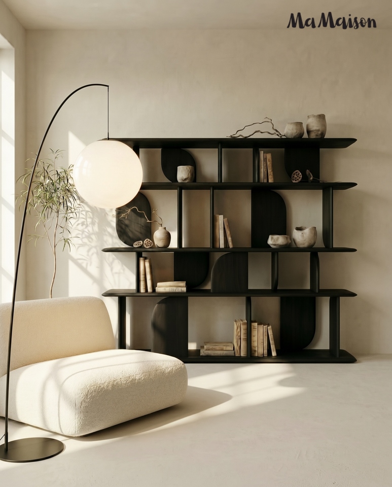 Bibliotecă Nivo 170x35x140 cm, Lemn Mango Negru - MaMaison [5]