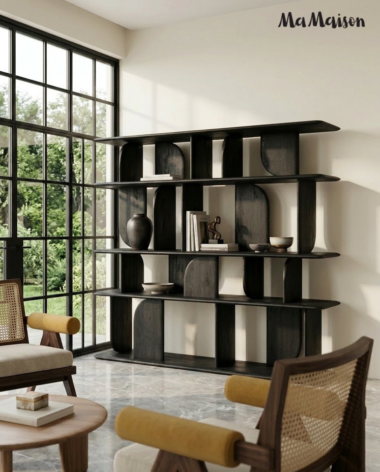 Bibliotecă Nivo 170x35x140 cm, Lemn Mango Negru - MaMaison [6]