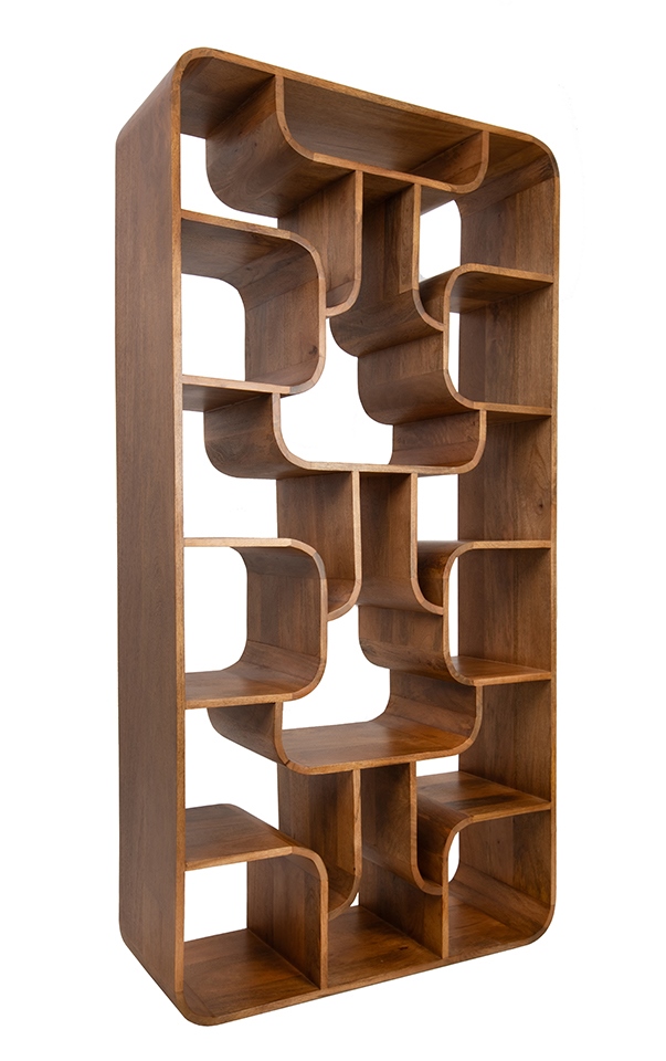 Produse - Bibliotecă Castello 90x35x180 cm, Lemn Mango Maro - MaMaison