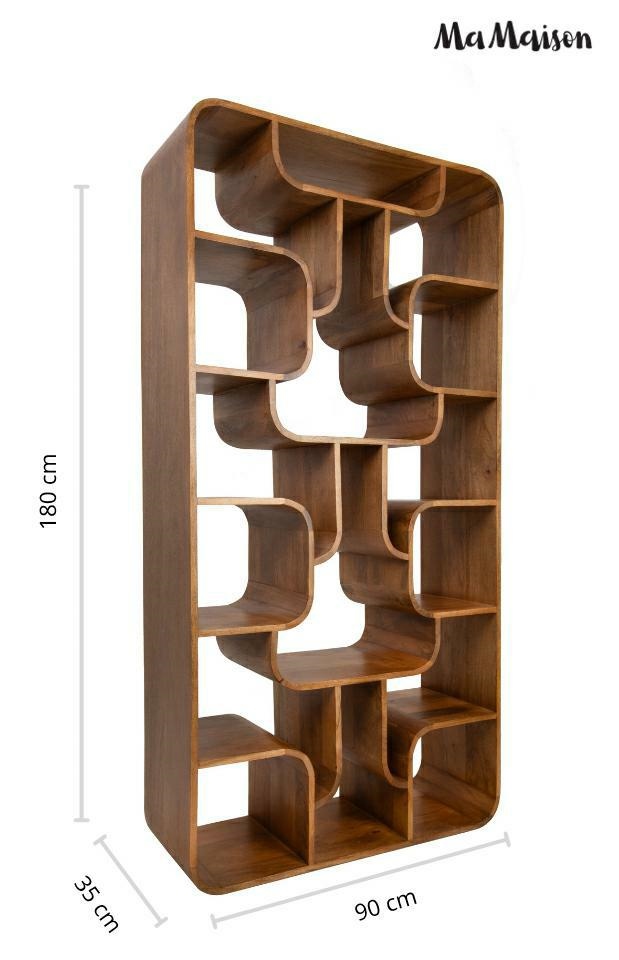 Bibliotecă Castello 90x35x180 cm, Lemn Mango Maro - MaMaison [10]