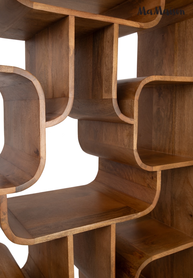 Bibliotecă Castello 90x35x180 cm, Lemn Mango Maro - MaMaison [3]