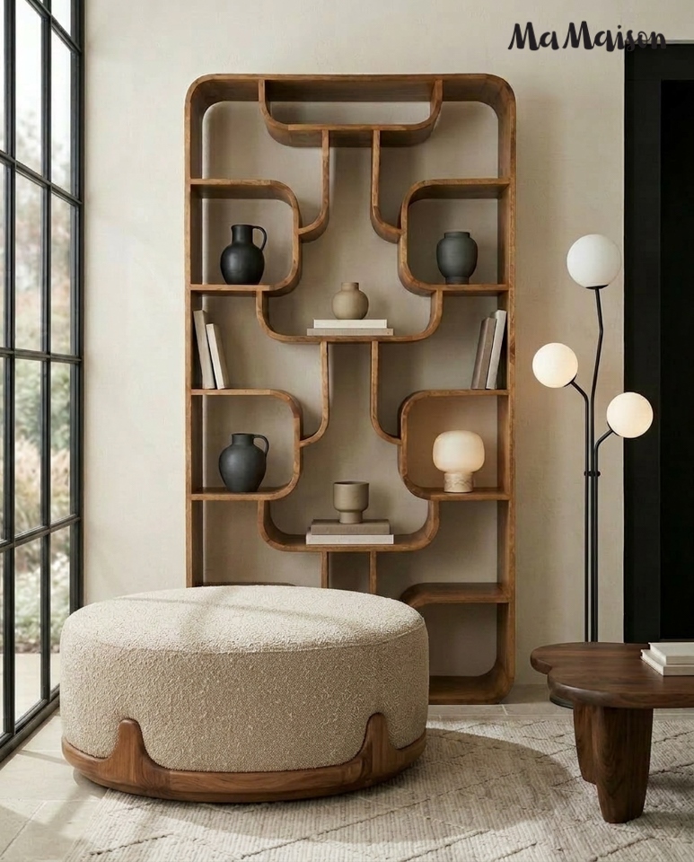 Bibliotecă Castello 90x35x180 cm, Lemn Mango Maro - MaMaison [5]