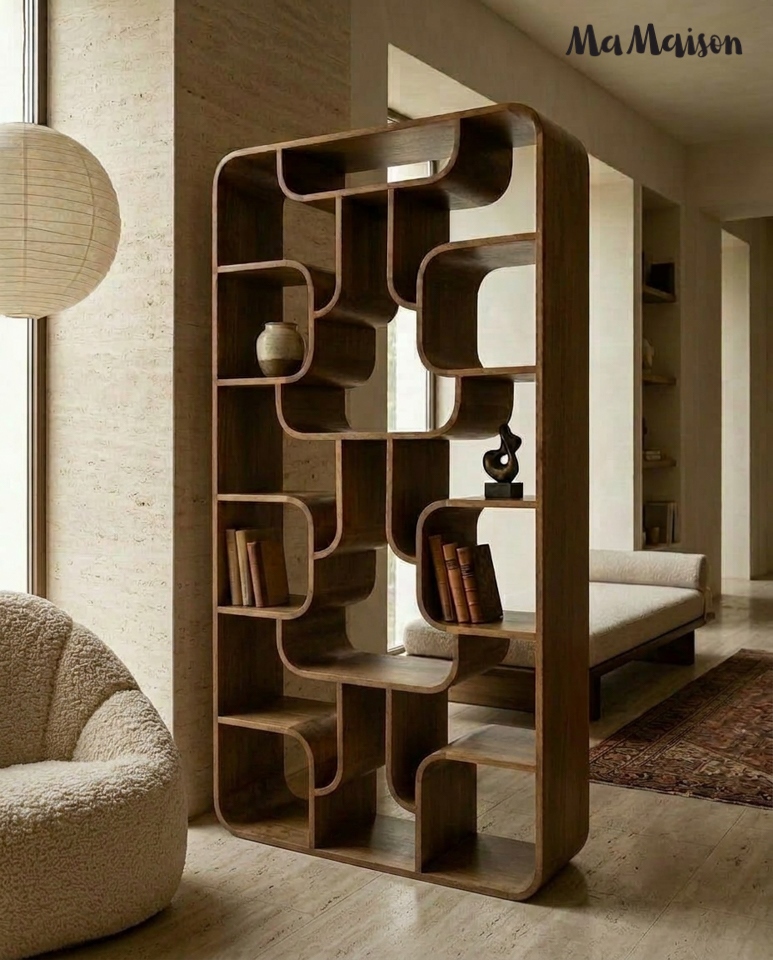 Bibliotecă Castello 90x35x180 cm, Lemn Mango Maro - MaMaison [7]