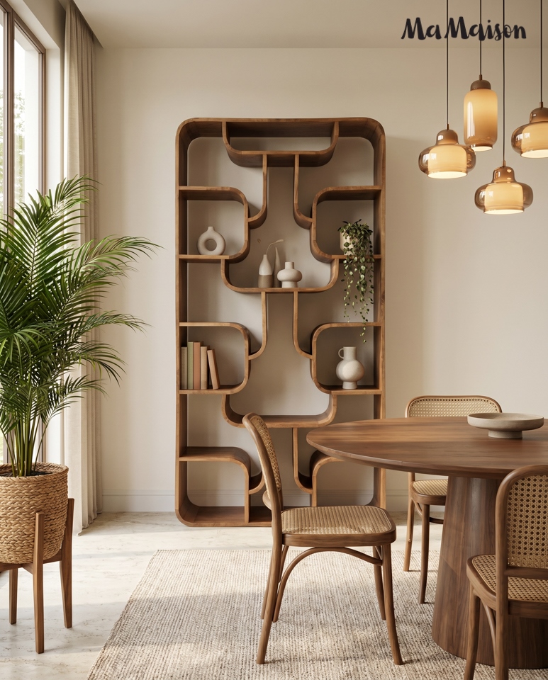 Bibliotecă Castello 90x35x180 cm, Lemn Mango Maro - MaMaison [8]