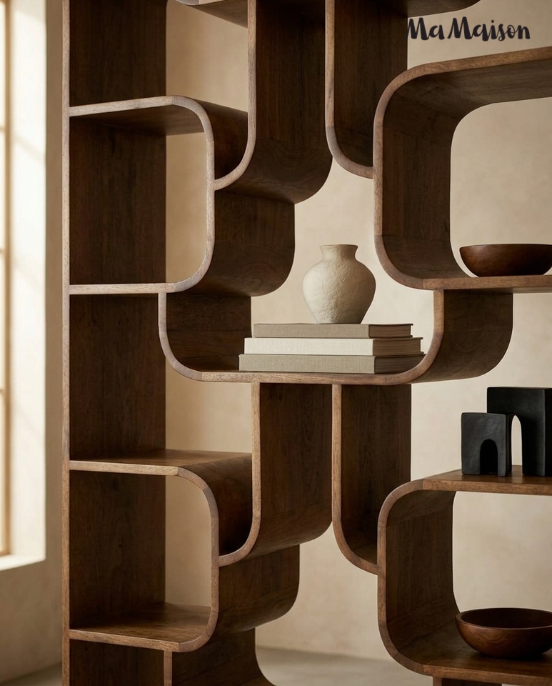 Bibliotecă Castello 90x35x180 cm, Lemn Mango Maro - MaMaison [9]
