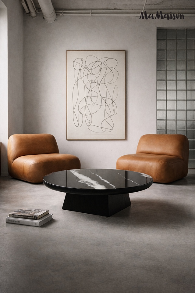 Măsuță de Cafea Dover 100x100x30 cm, Negru - MaMaison [4]