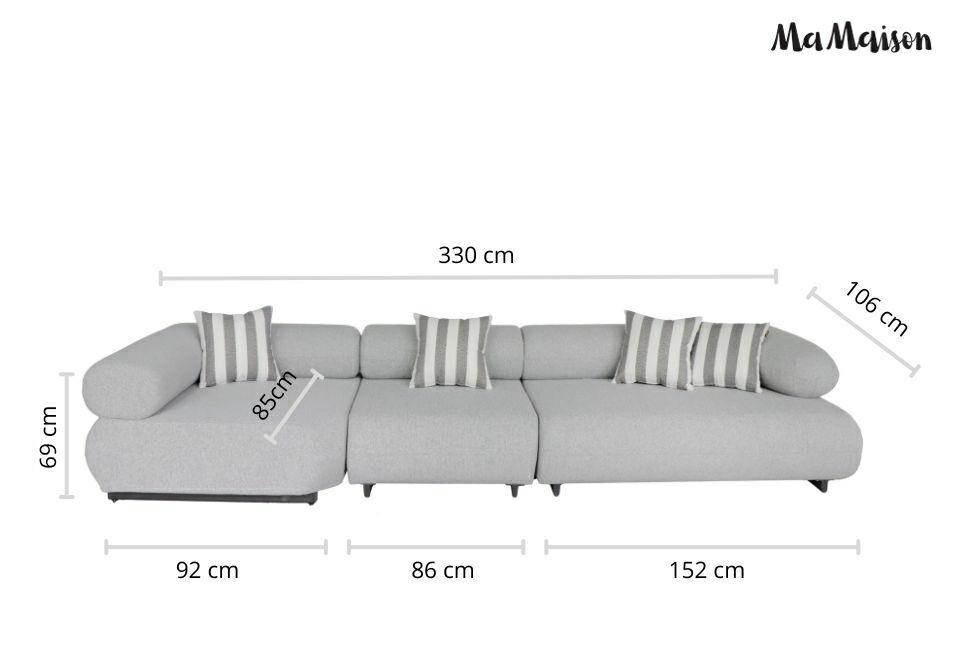 Canapea de Grădină Alexander 244x178x67 cm, Gri - MaMaison [16]