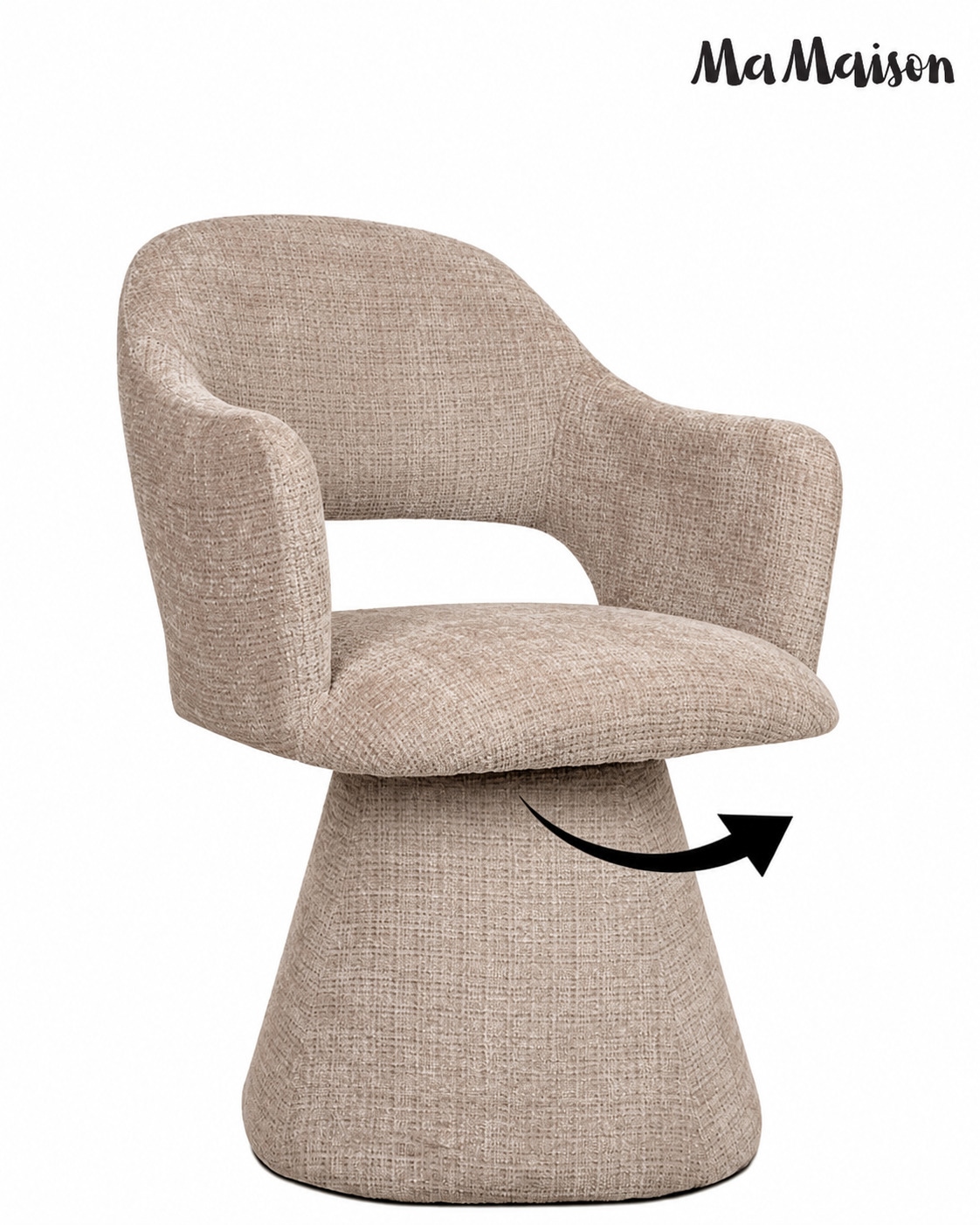 Scaun Verona 61x58x88 cm, Țesătură Șenilă Davis Cremona 14 Bej/Taupe - MaMaison [2]
