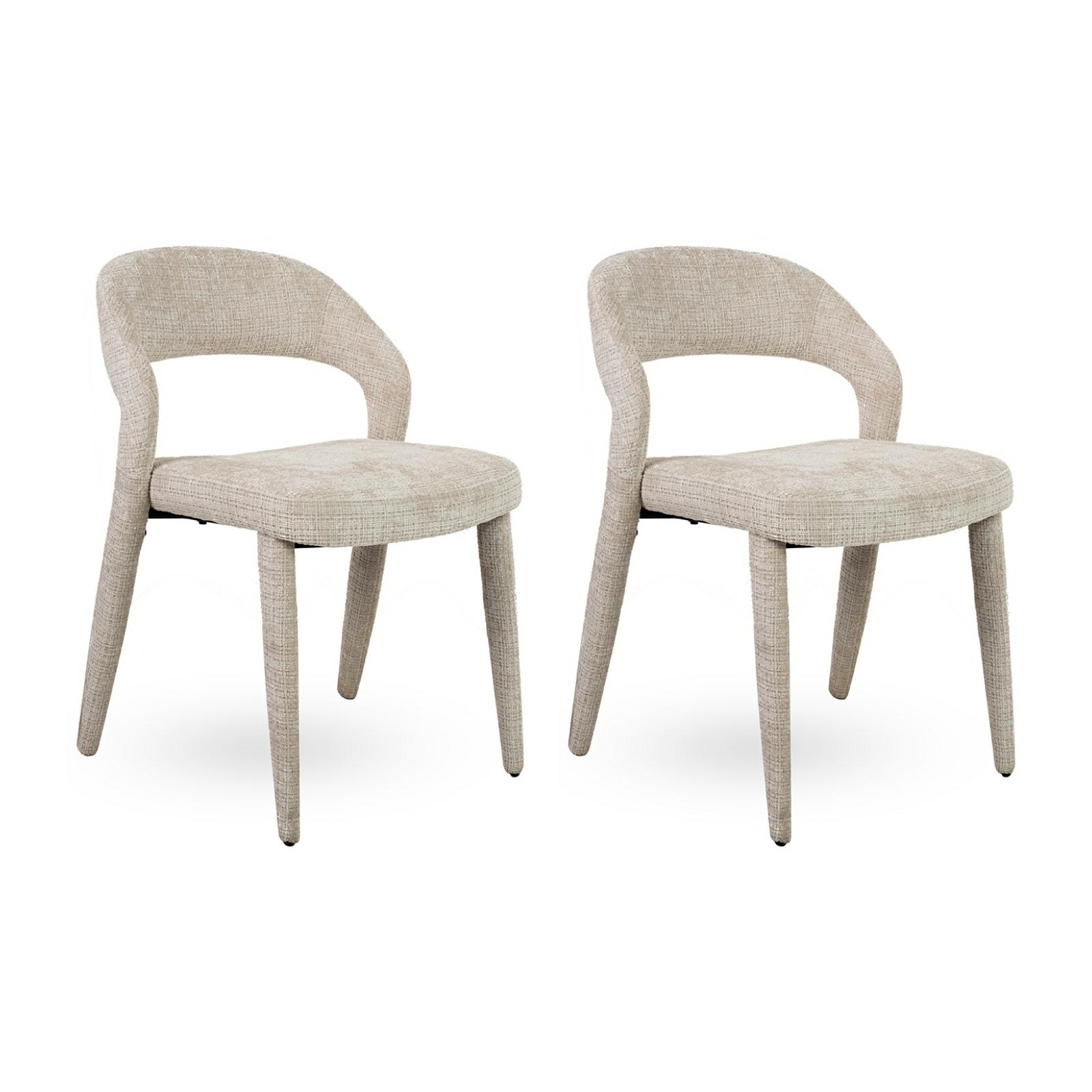 Scaune - Set de 2 Scaune Kos 56x58x77 cm, Țesătură Șenilă Davis Cremona 2 Bej - MaMaison