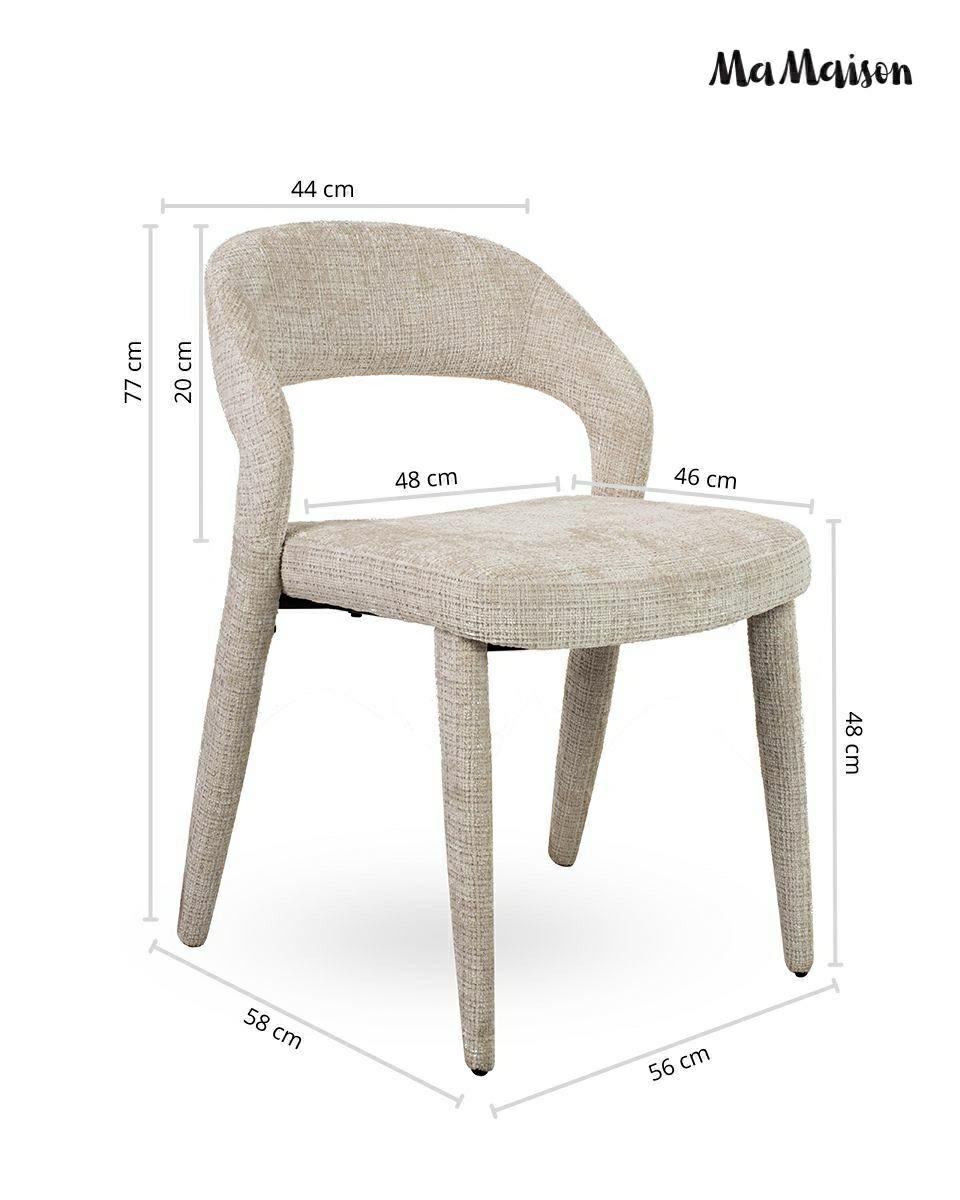 Set de 4 Scaune Kos 56x58x77 cm, Țesătură Șenilă Davis Cremona 2 Bej - MaMaison [9]