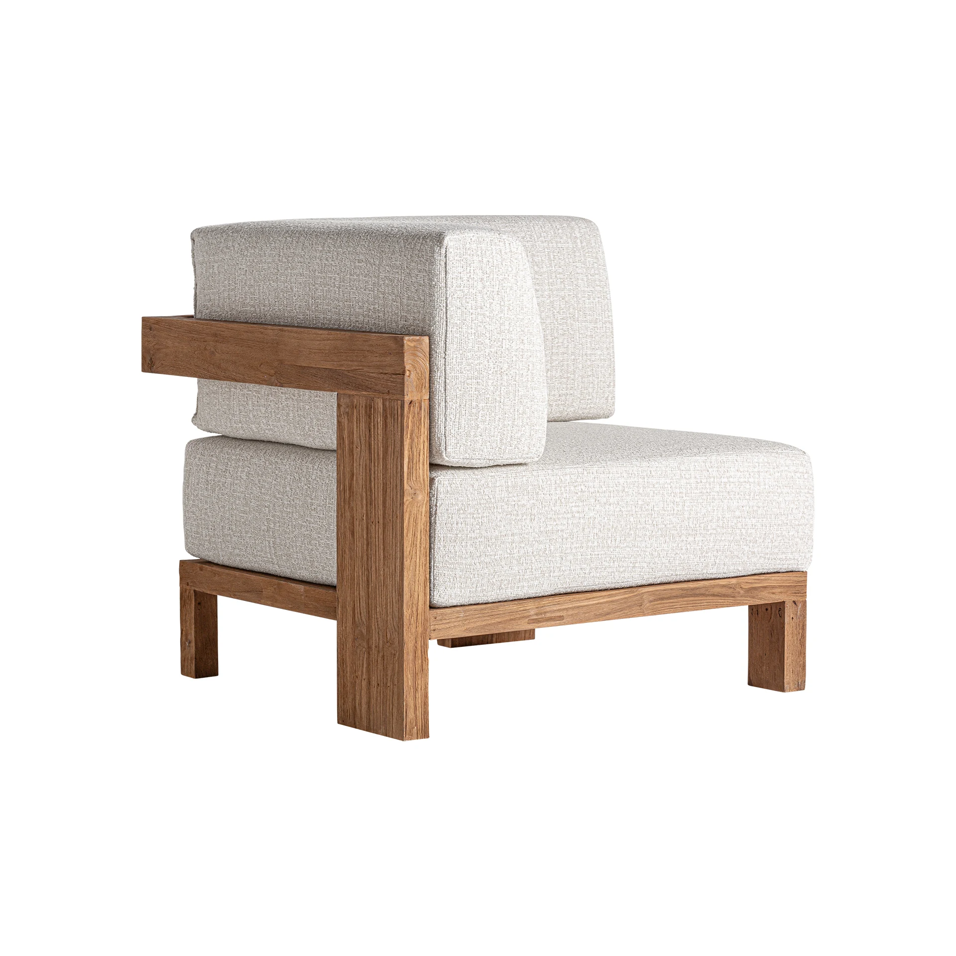 Canapea din Lemn de Tec Reciclat, Spuma si Polipropilena Reciclata, Maro, 86x86x83 cm, Stil Colonial - VicalHome 34827 [4]