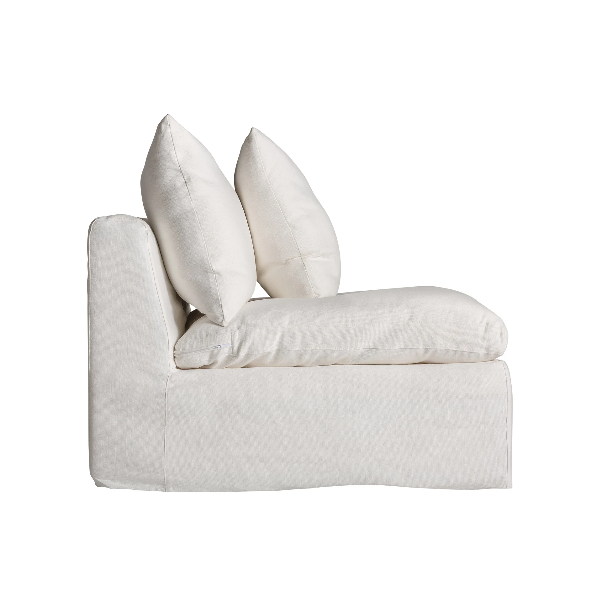 Canapea din In, Bumbac si Spuma, Alb, 90x100x84 cm, Stil Art Deco - VicalHome 35112 [10]